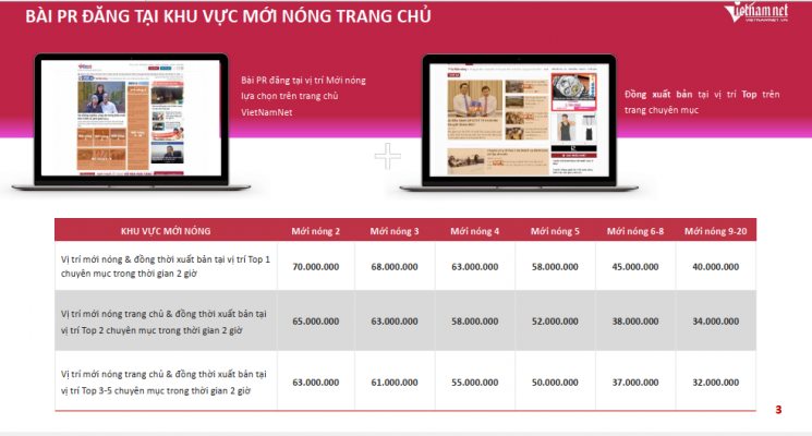 báo giá đăng bài trên báo điện tử Vietnamnet